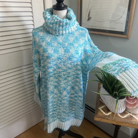 Free People Dresses & Skirts - Free People Sweater Dress Womens XS Blue Ice Castle Winter Storm Tunic Oversized